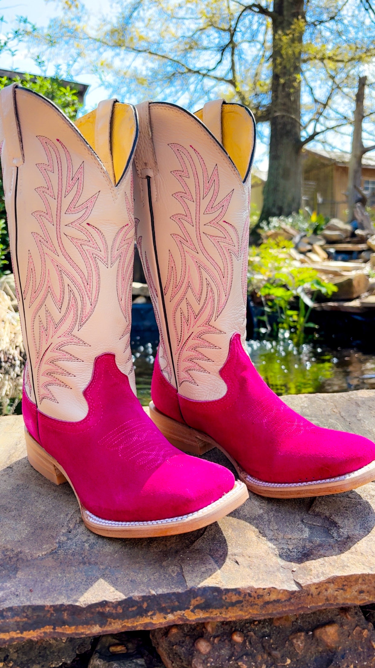 Pink rough out boots