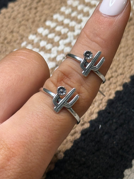 Sterling silver cactus ring - size 7