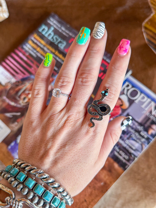 Western Snake Turquoise Cuff Ring