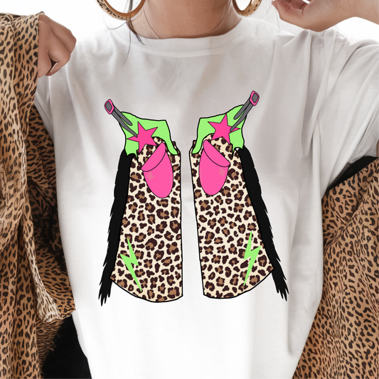 Neon cowgirl chaps sublimation T-shirt