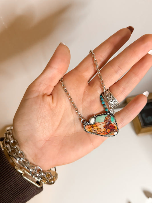 Western scene necklace