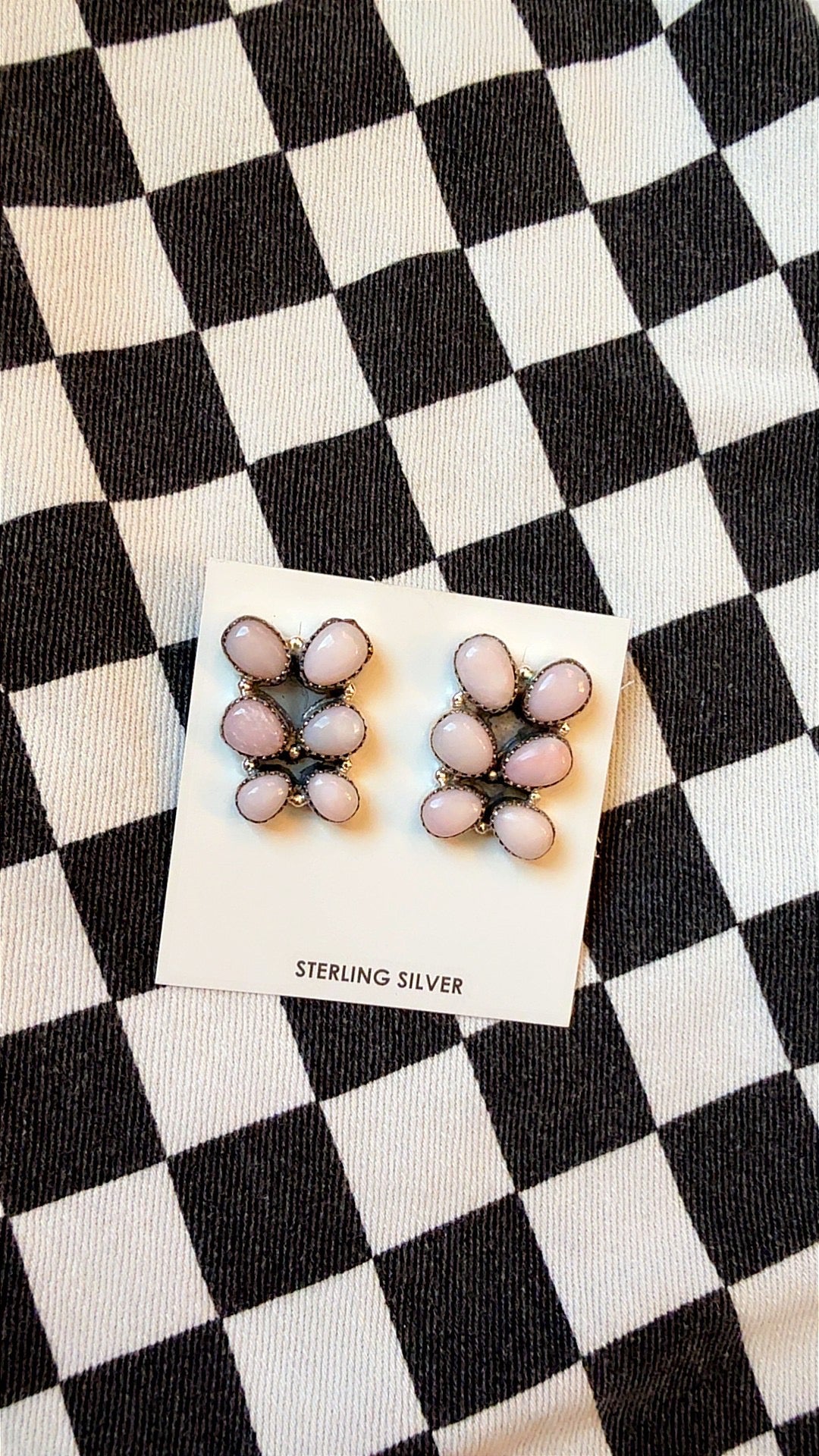 Pink opal cluster   earrings