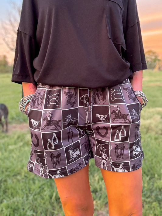 Cowboy checkered print shorts