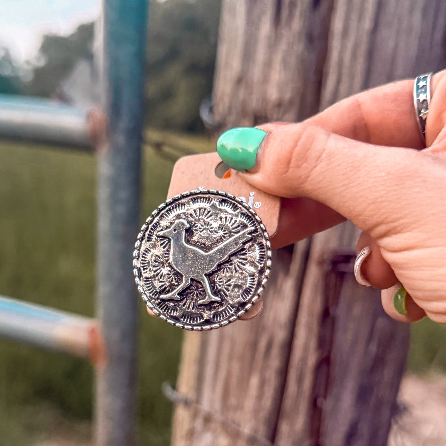 Western Round Road Runner Cuff Ring