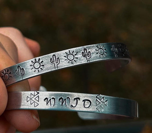Sunshine cacti hand stamped bracelet cuff