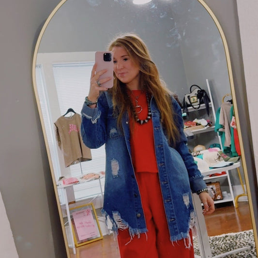 Distressed denim jacket