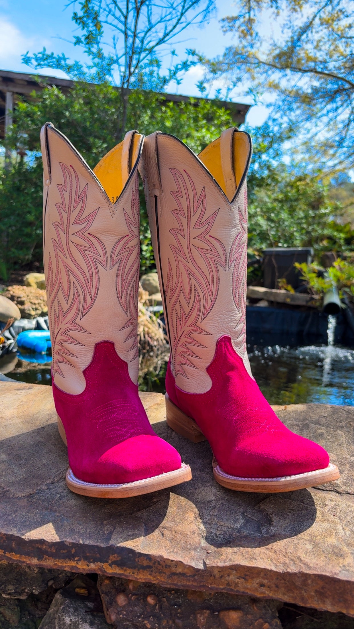 Pink rough out boots