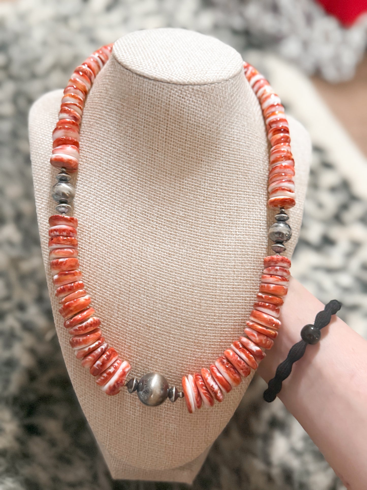 Orange spiny statement necklace