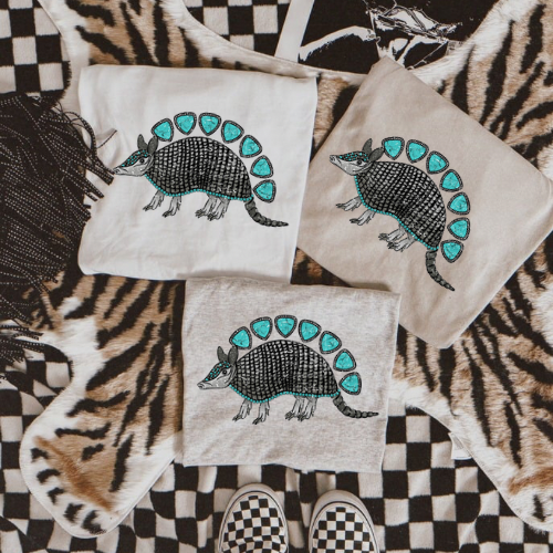 Turquoise armadillo sublimation T-shirt