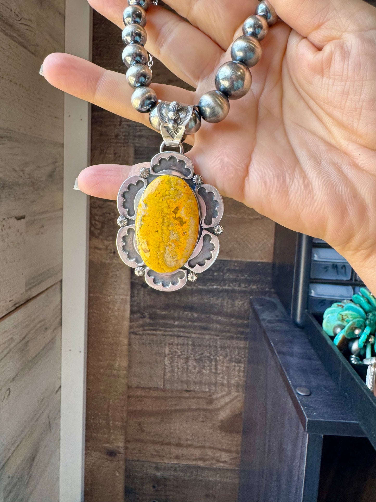 Bumblebee Jasper Pendant – Sterling Silver, Bright Yellow
