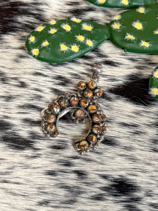 Orange spiny and Kingman pendant