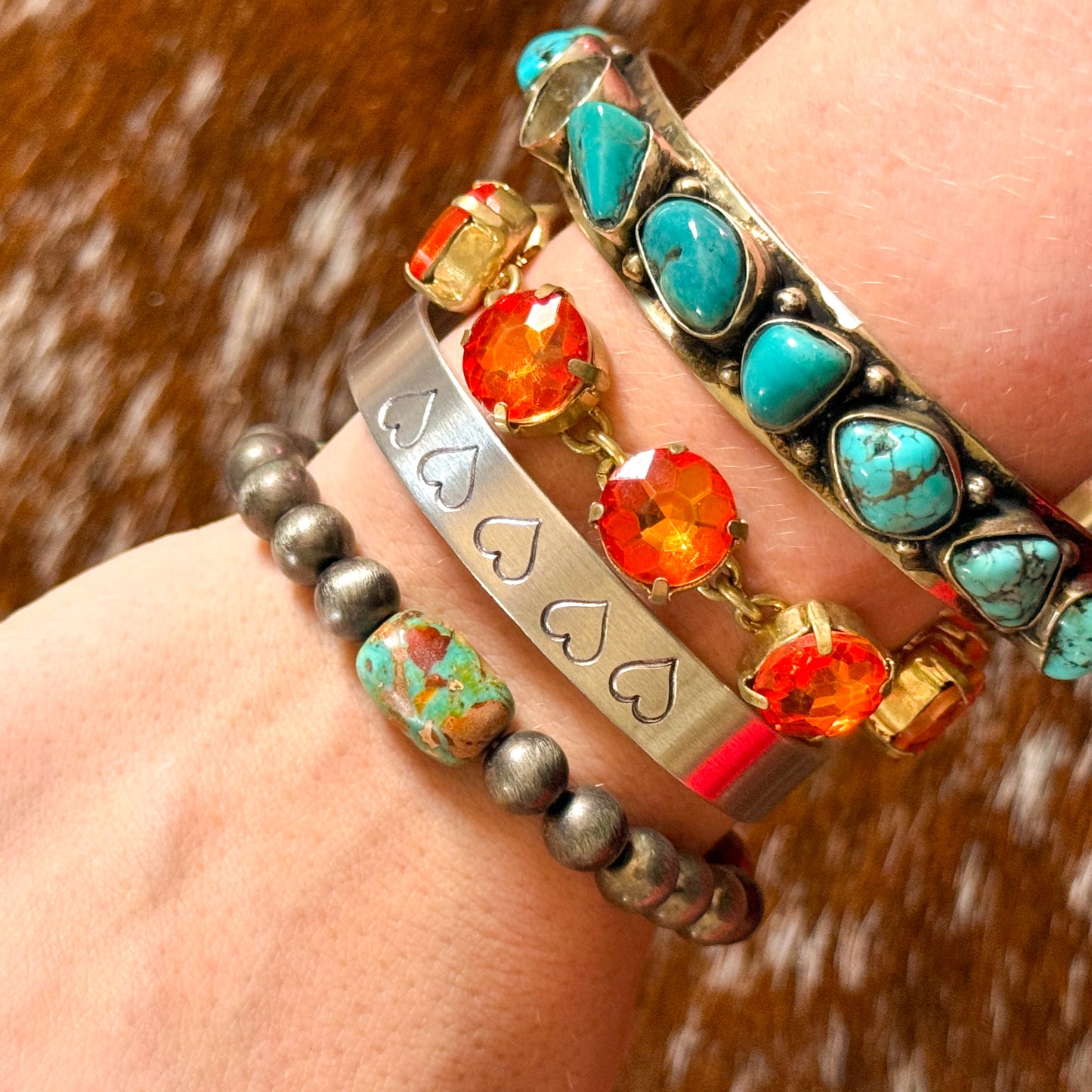Stamped heart handmade bracelet