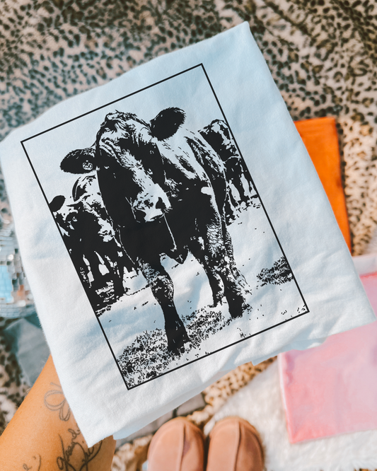 Tagged cattle photo sublimation T-shirt