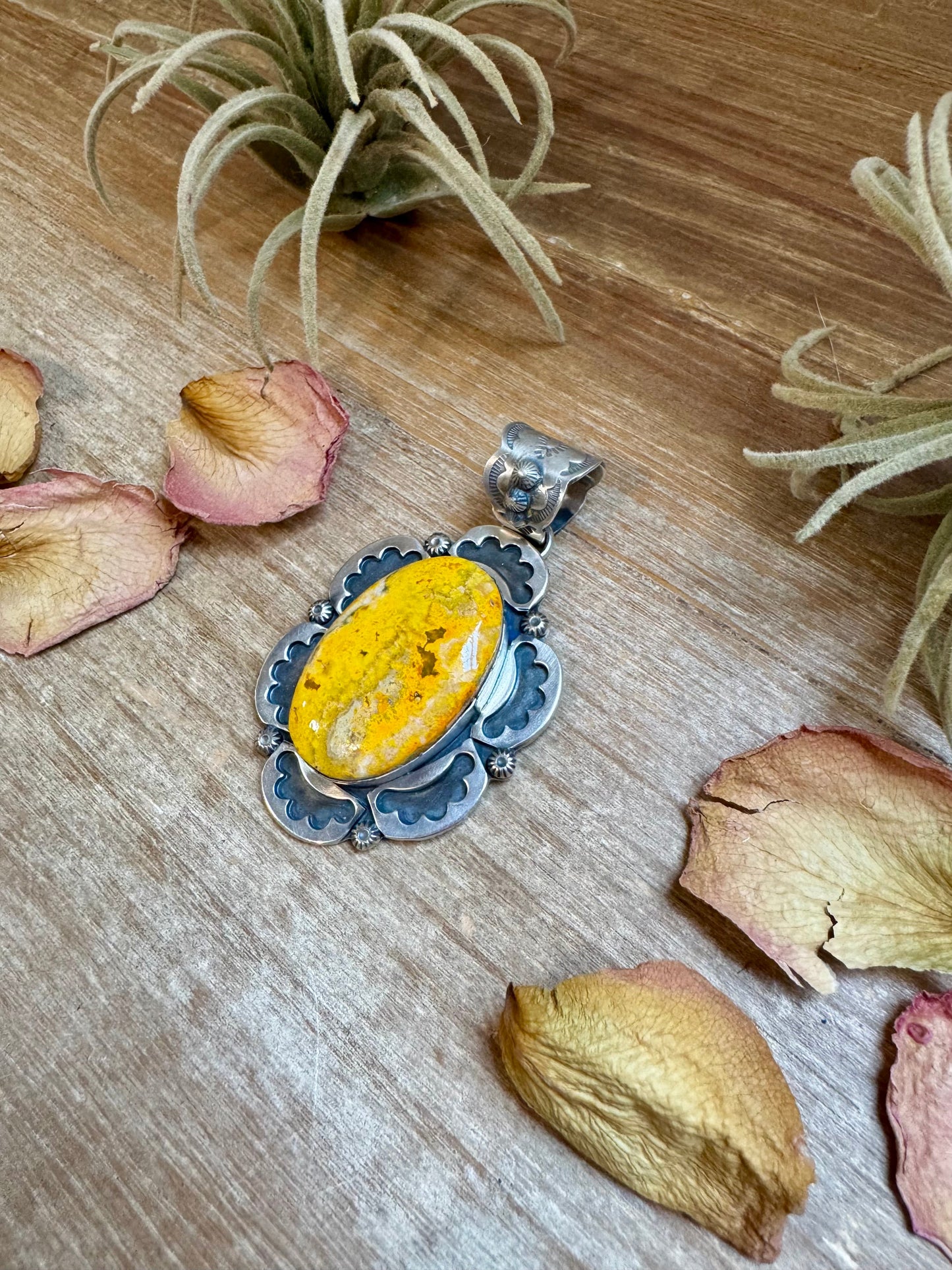 Bumblebee Jasper Pendant – Sterling Silver, Bright Yellow