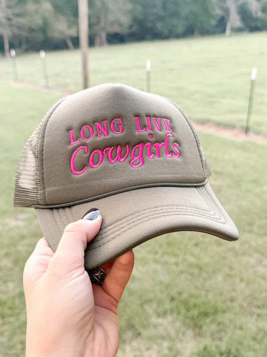 Long live cowgirls embroidered trucker hat