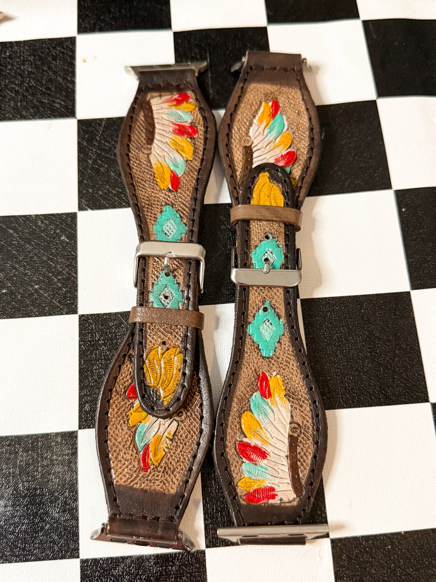 Tooled leather Apple Watch band