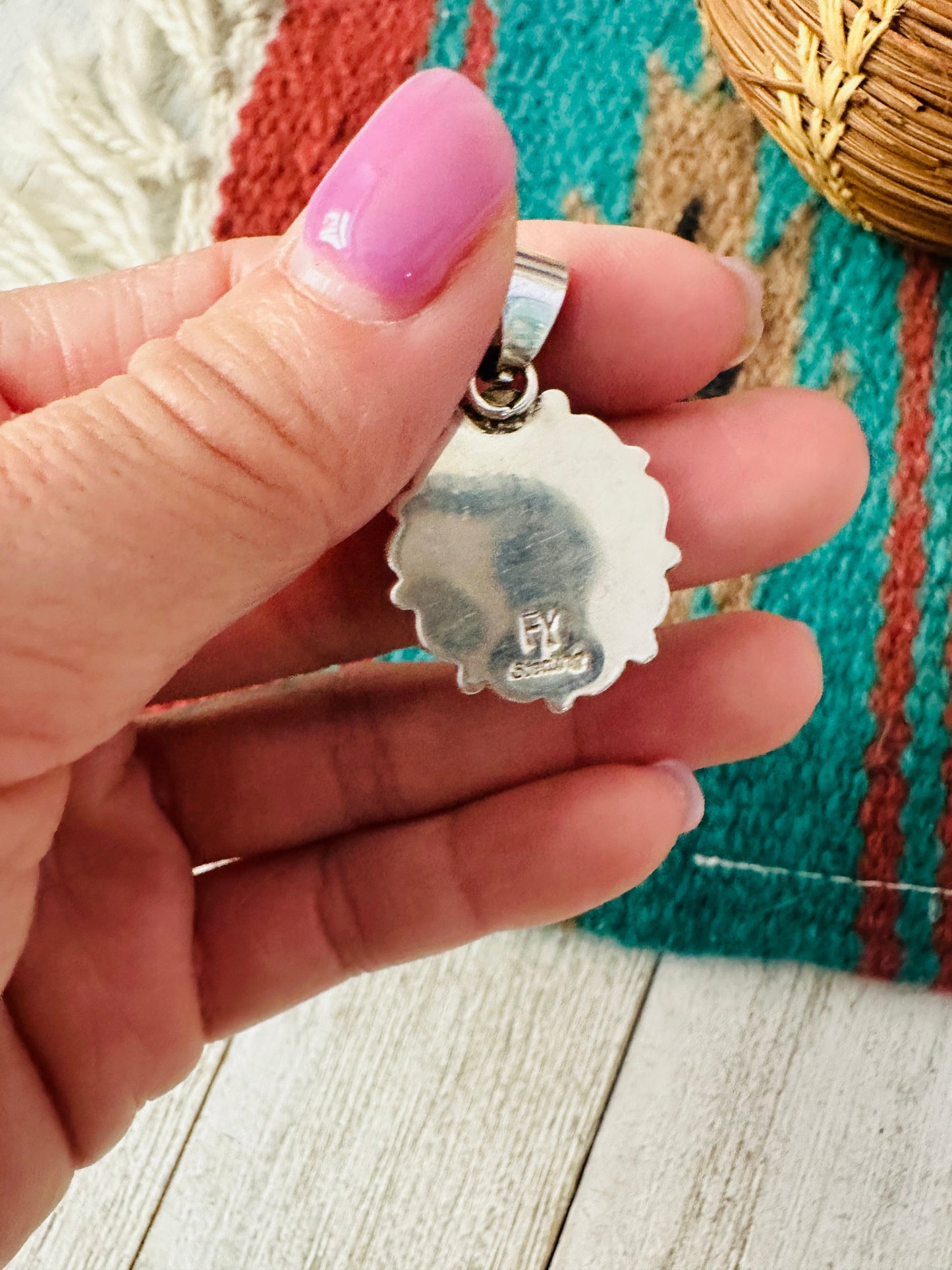Navajo Turquoise, Opal & Sterling Silver Cluster Pendant