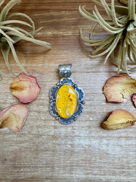 Bumblebee Jasper Pendant – Sterling Silver, Bright Yellow