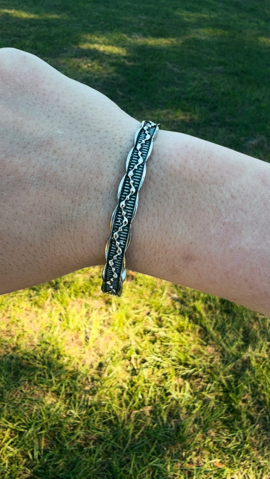 Western Stamped Wave Cuff Bracelet