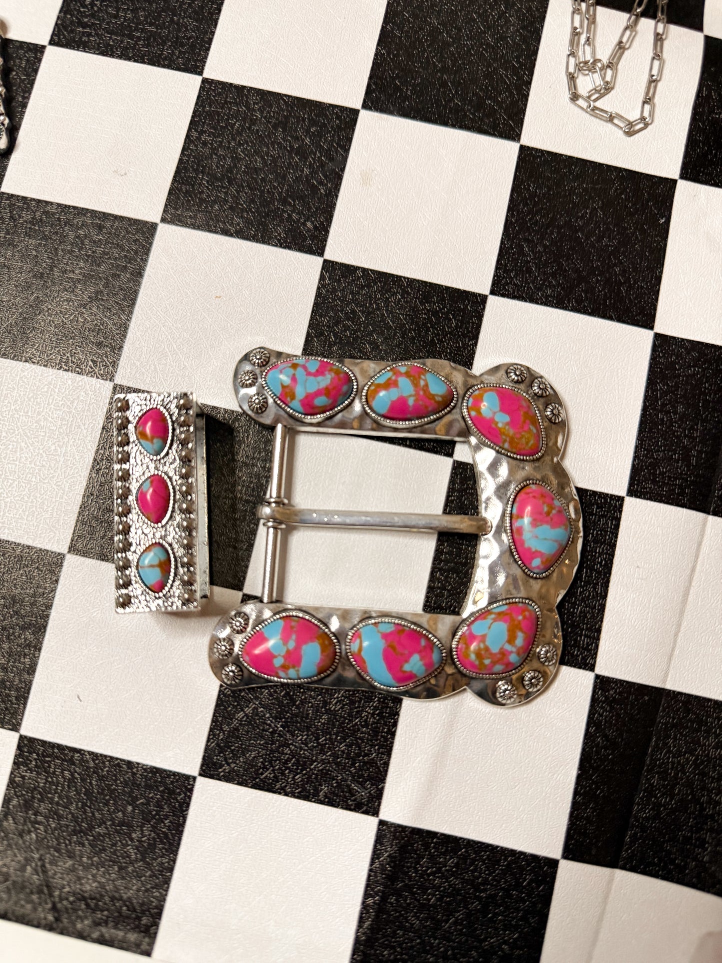 Cotton candy belt buckle