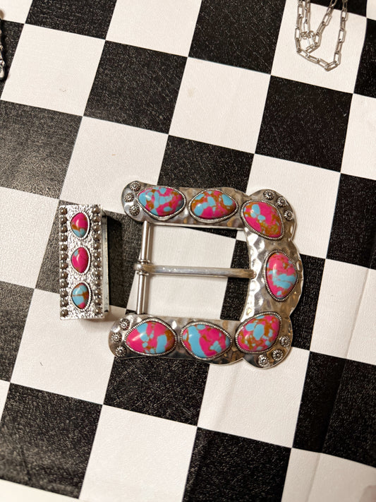 Cotton candy belt buckle