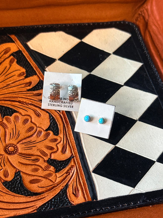 DEAL OF THE DAY - Kingman mini studs and stamped sterling hoops