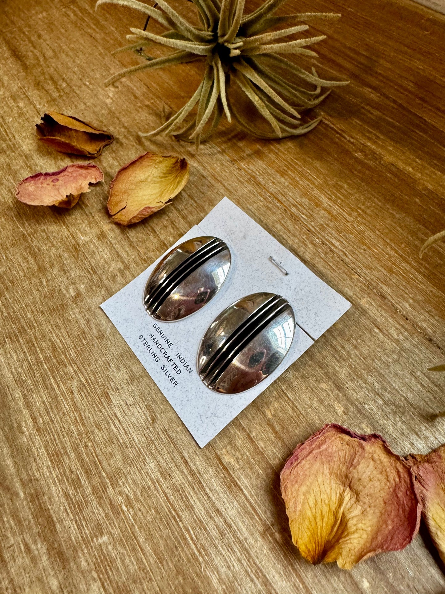 Stamped Sterling Silver Concho Stud Earrings – Post Back