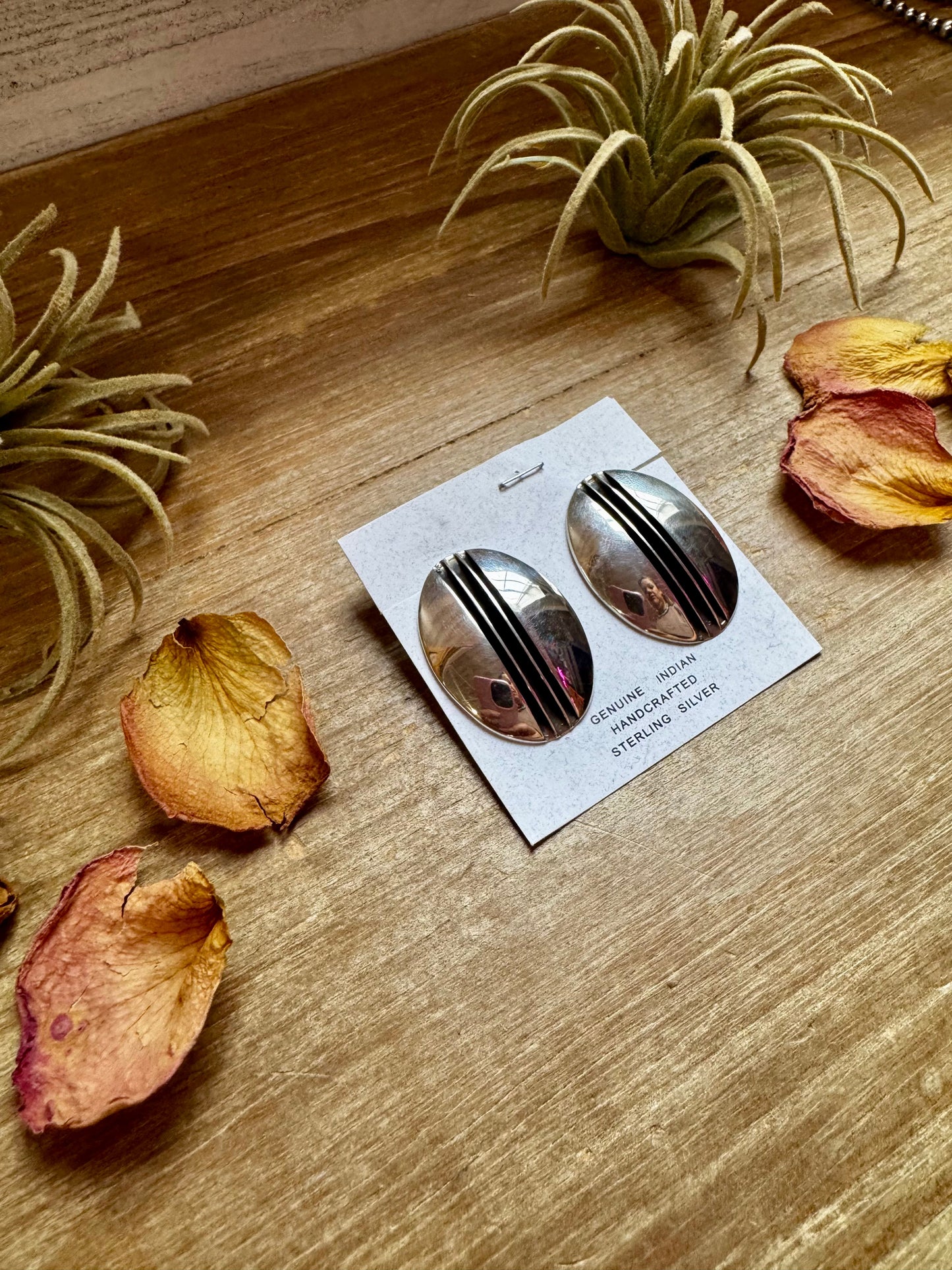 Stamped Sterling Silver Concho Stud Earrings – Post Back