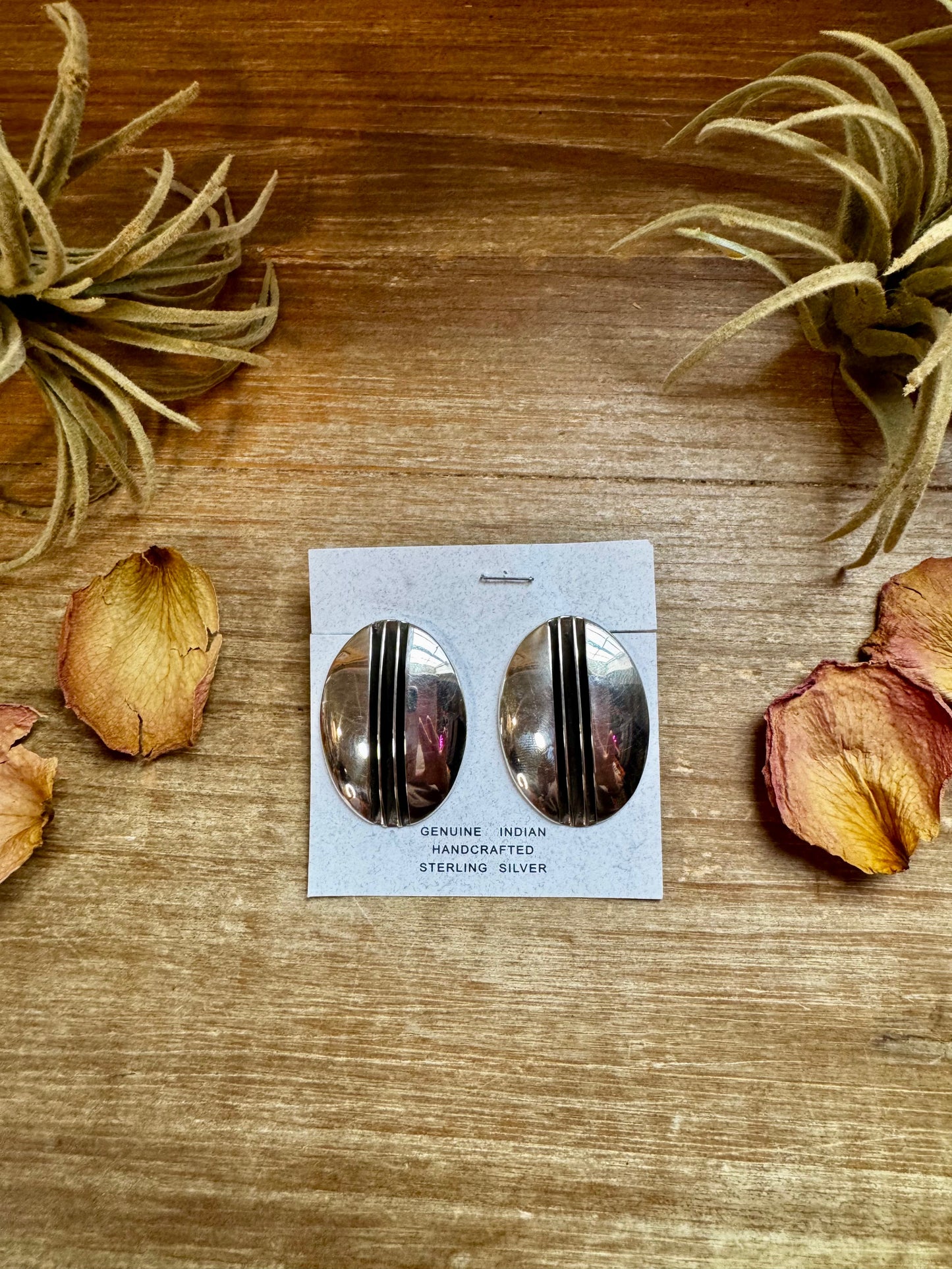 Stamped Sterling Silver Concho Stud Earrings – Post Back