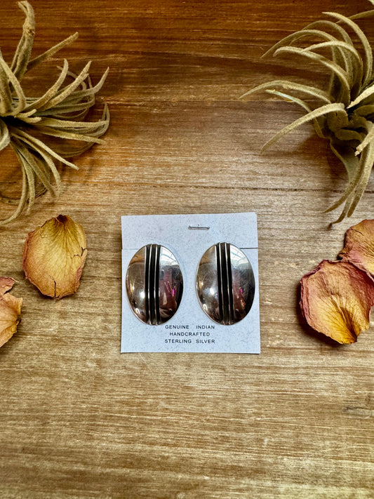 Stamped Sterling Silver Concho Stud Earrings – Post Back