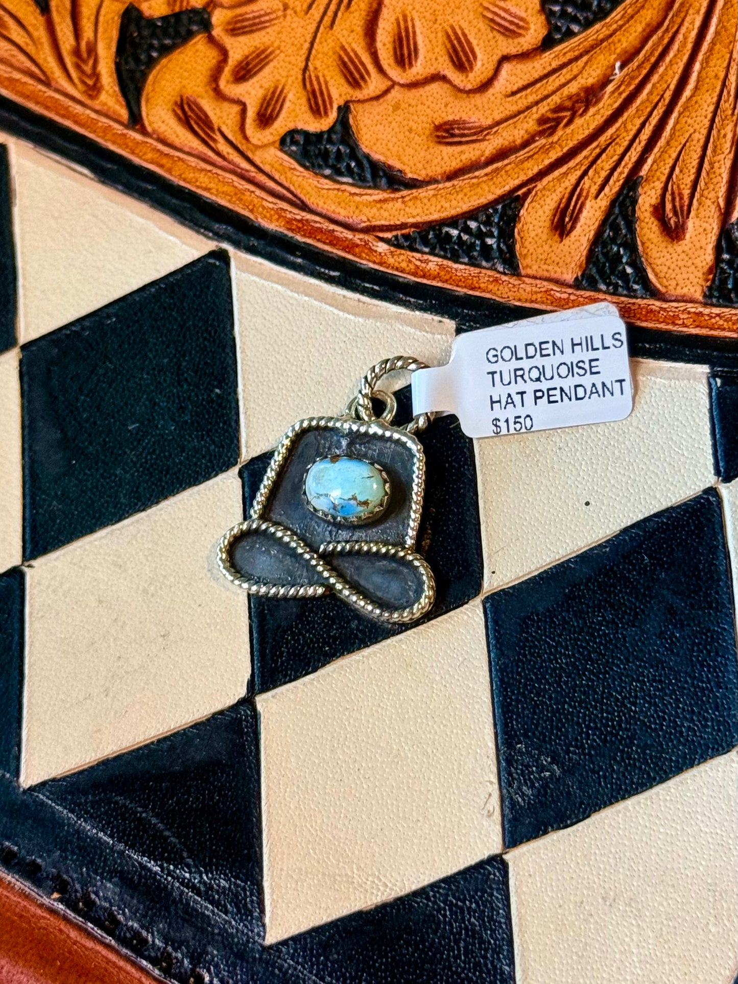 Cowboy hat pendant - golden hills