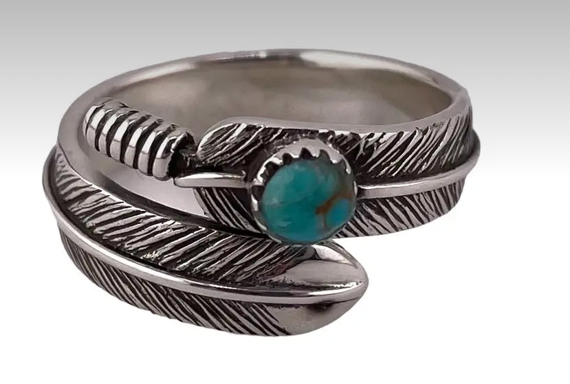 Feather turquoise stone ring