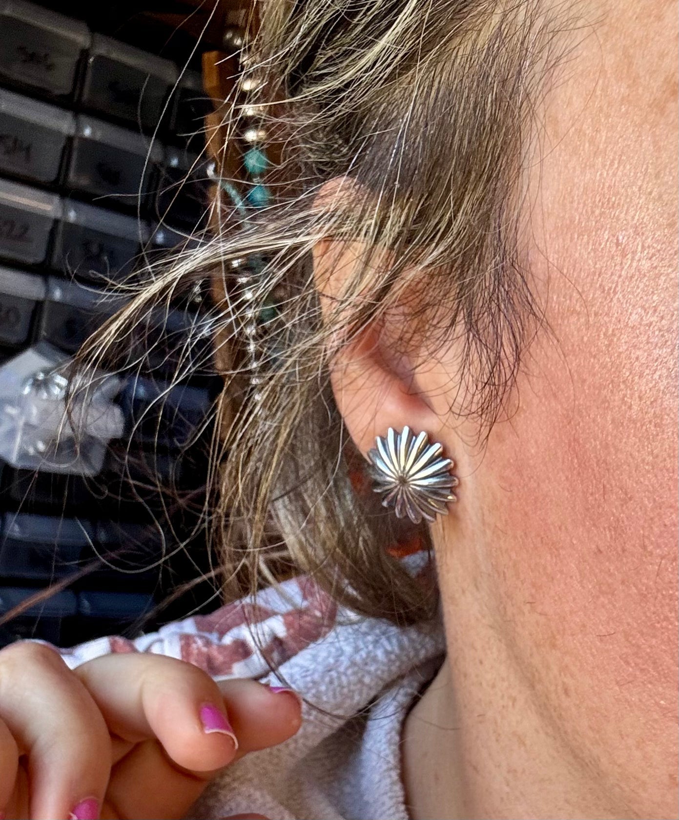 Medium Sterling Silver Concho Earrings – Polished Finish, Made in the USA