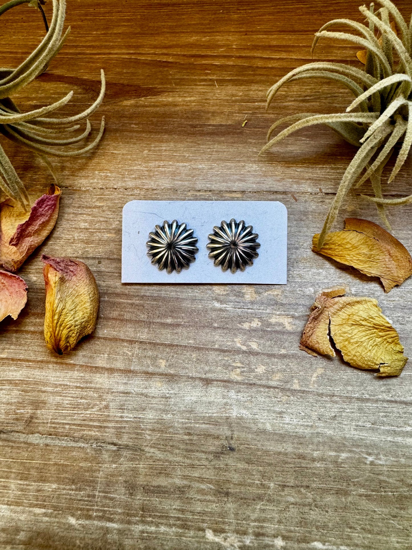 Medium Sterling Silver Concho Earrings – Polished Finish, Made in the USA