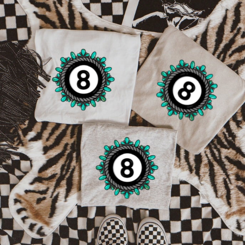 Turquoise 8 ball sublimation T-shirt