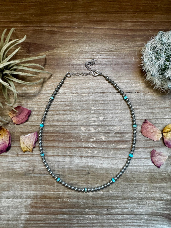 4 mm Choker Silver Plated & Verascite Turquoise