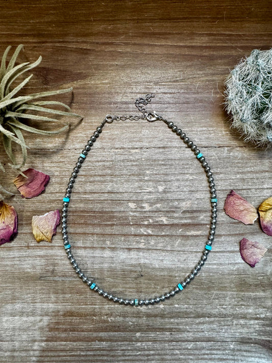 4 mm Choker Silver Plated & Verascite Turquoise
