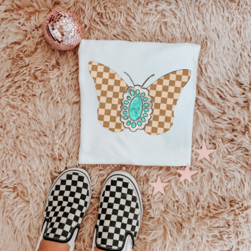 The checkered butterfly sublimation T-shirt