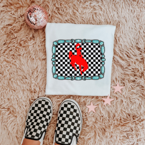The checkered bucking horse -exclusive design - sublimation  T-shirt