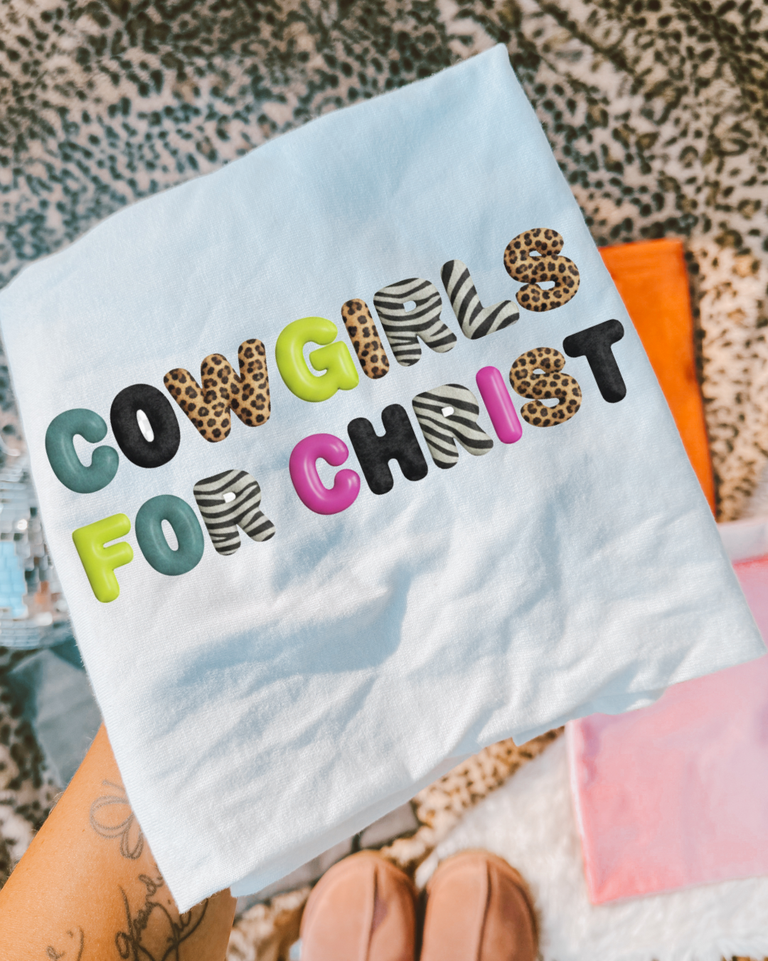 Neon cowgirl for Christ  sublimation T-shirt
