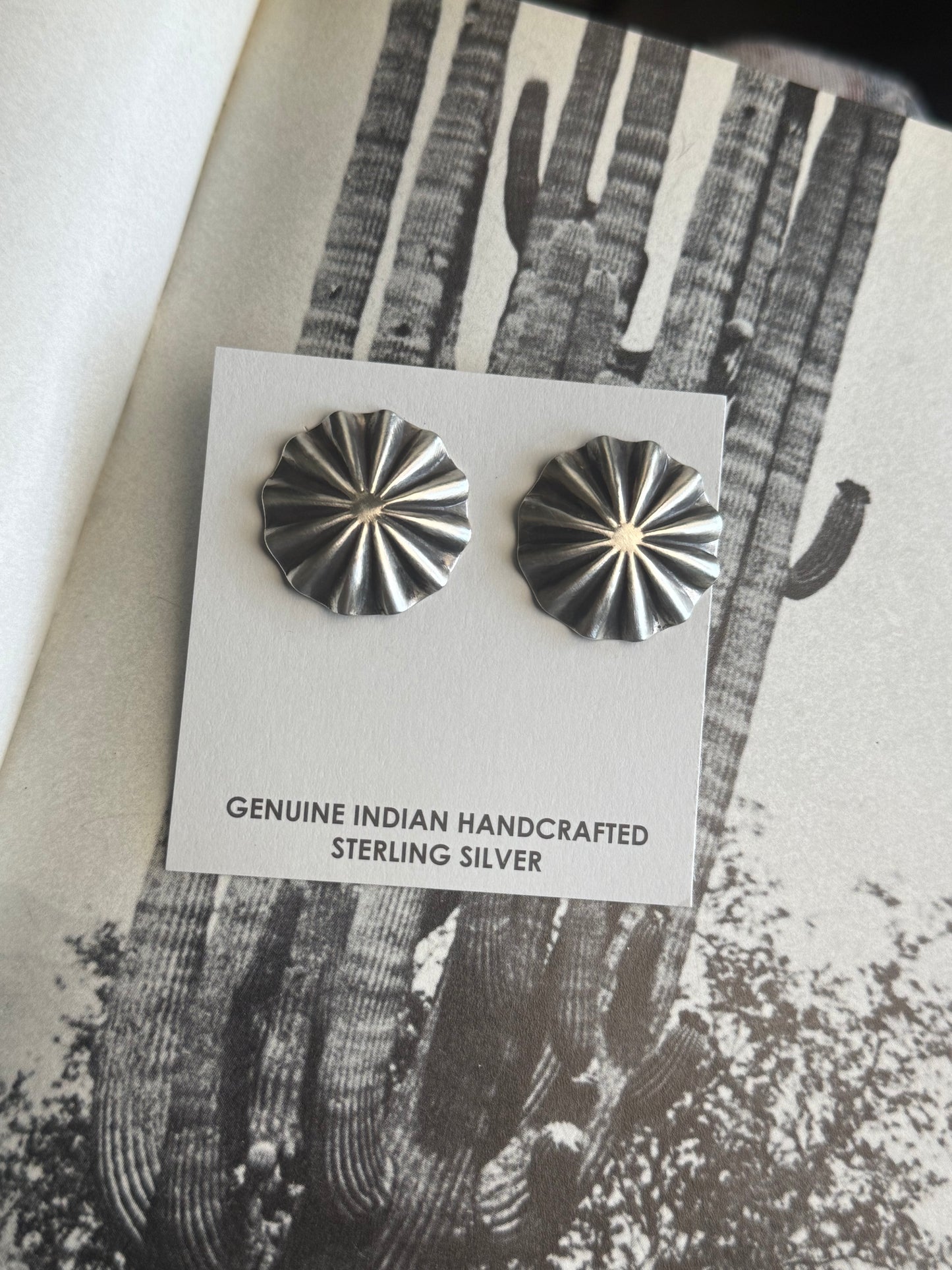 Sterling silver concho earrings