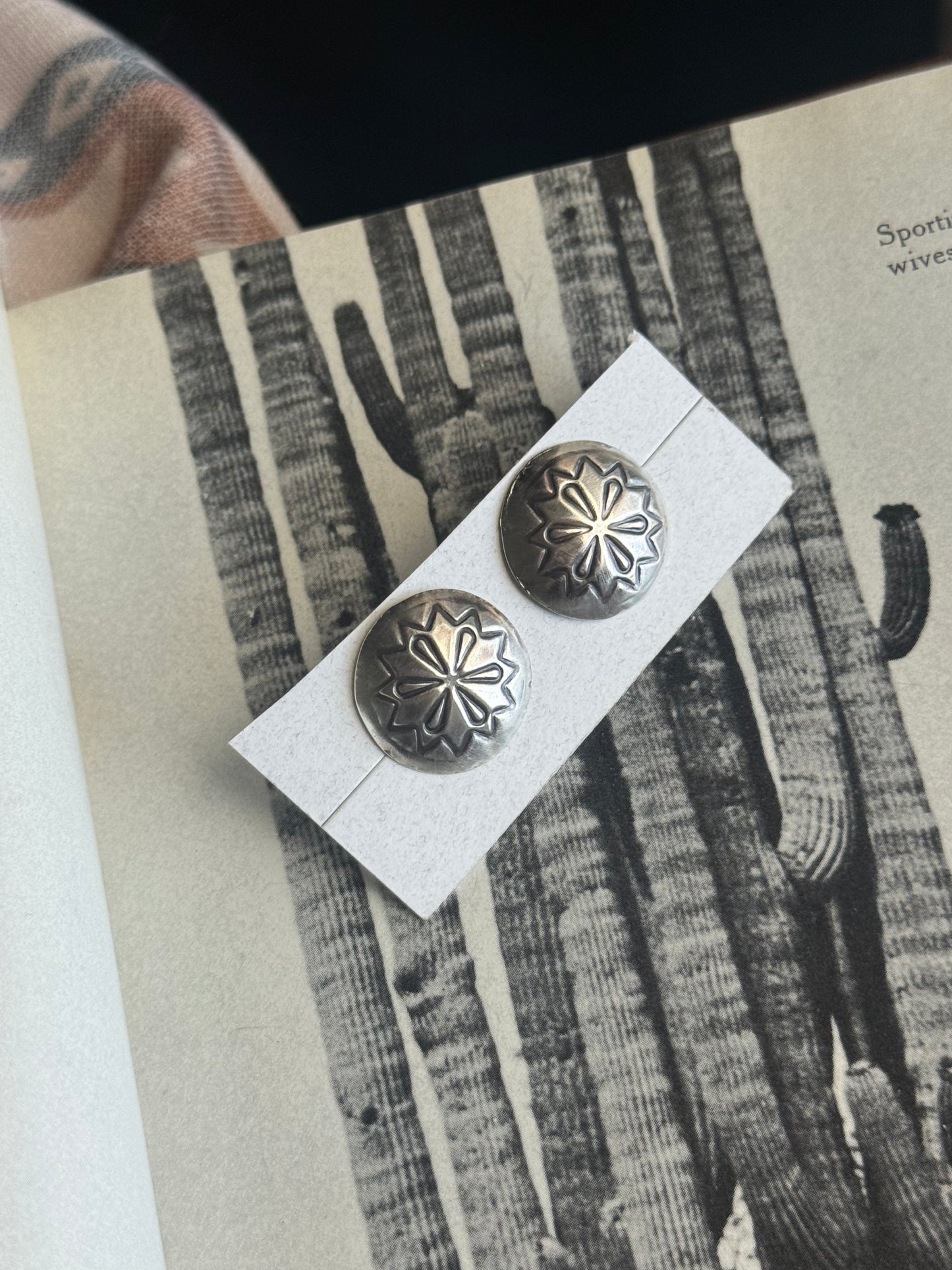 Stamped stud earrings