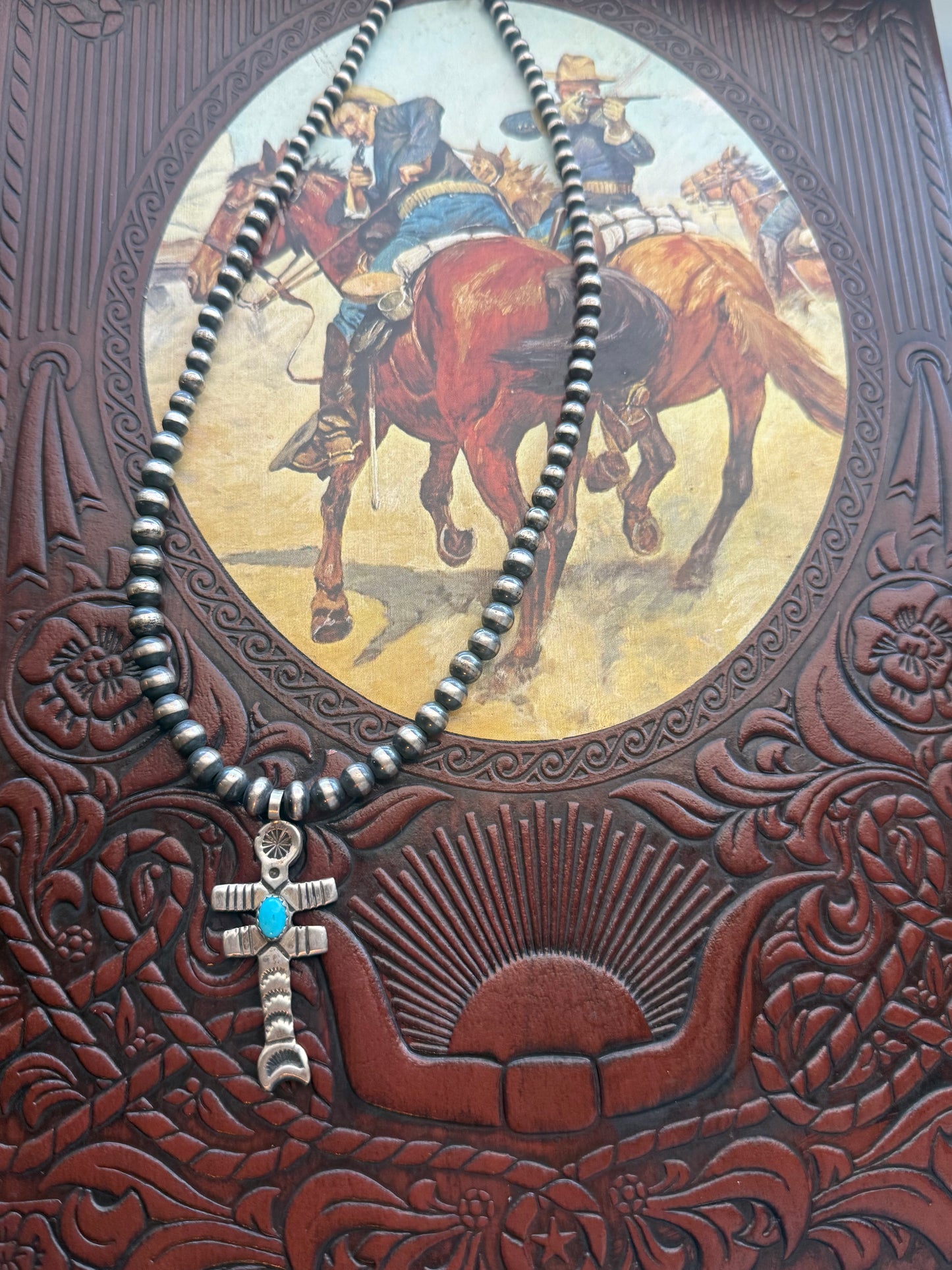 Native made pendant & sterling pearls
