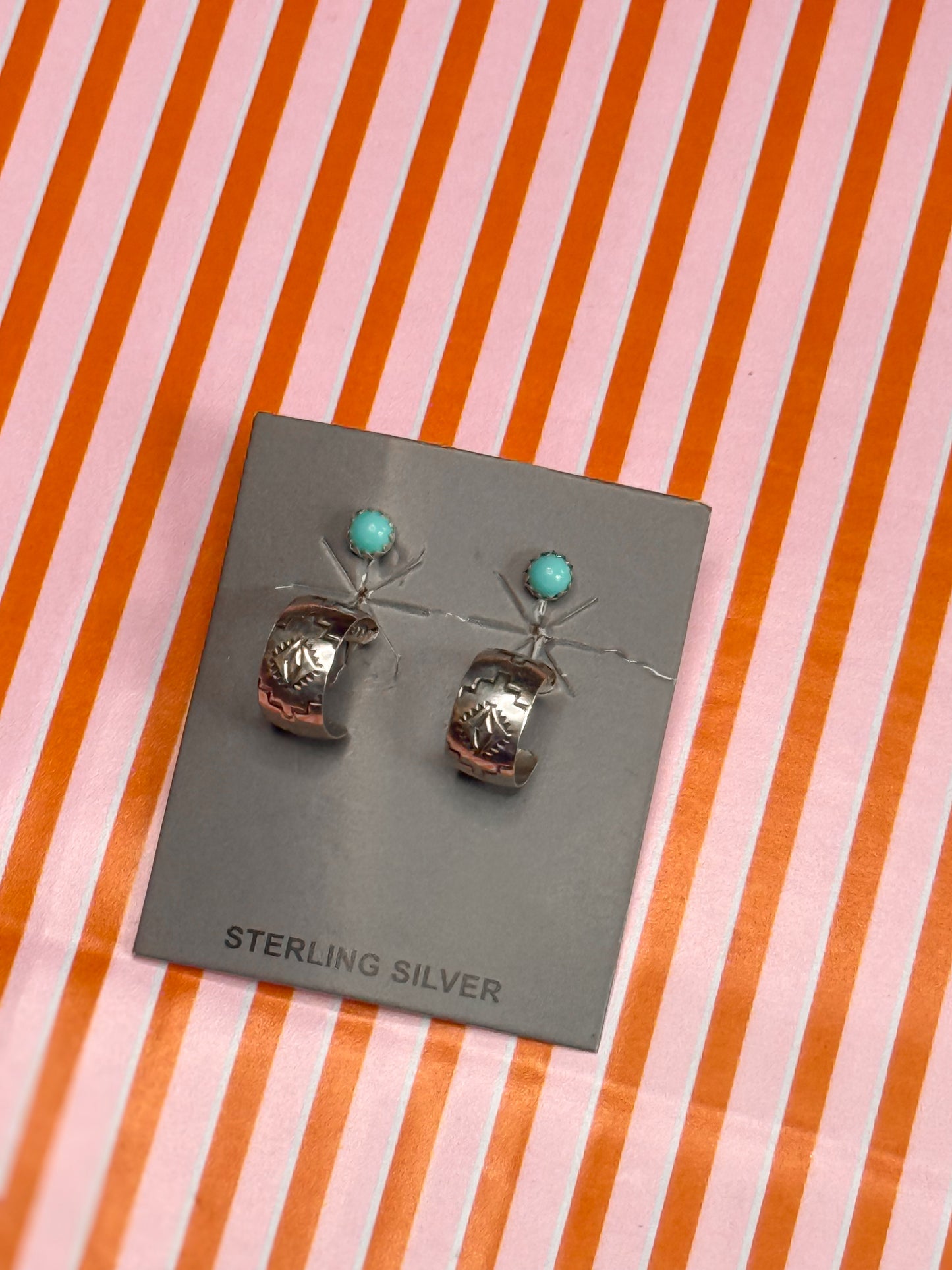 DEAL OF THE DAY - Kingman mini studs and stamped sterling hoops