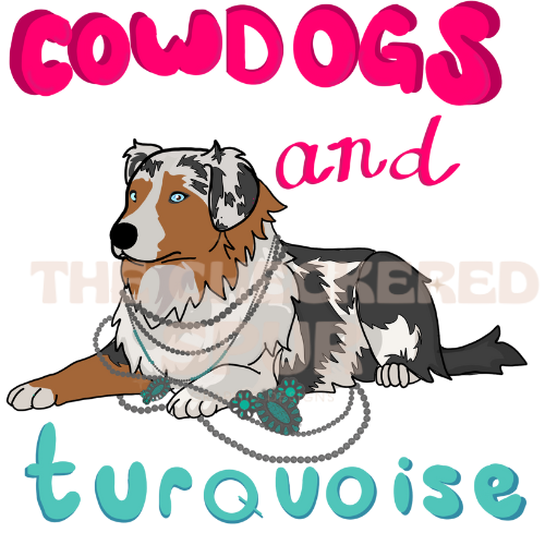 Cowdogs and turquoise graphic design png