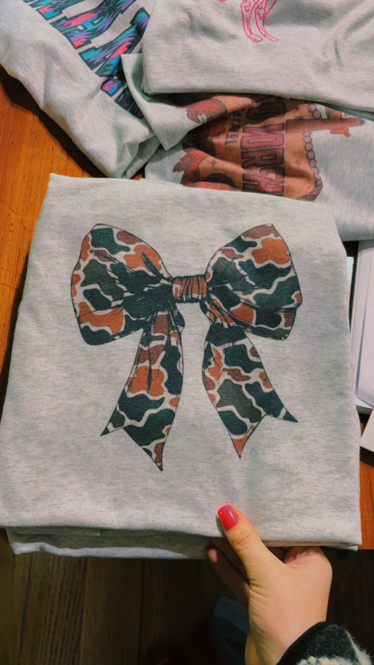 Camo  bow  tee sublimation T-shirt