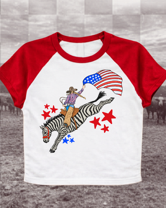 Patriotic bucking zebra   Baby Tee