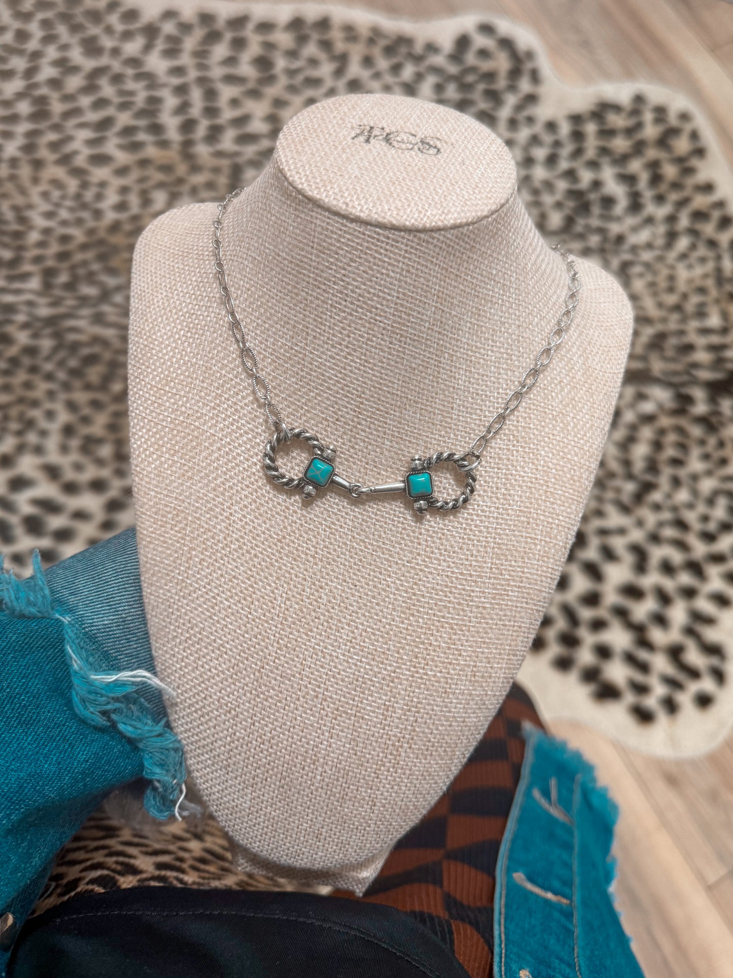 Turquoise snaffle bit & earring set