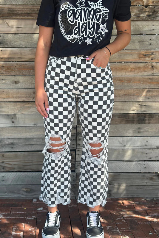 Round the track distressed jeans