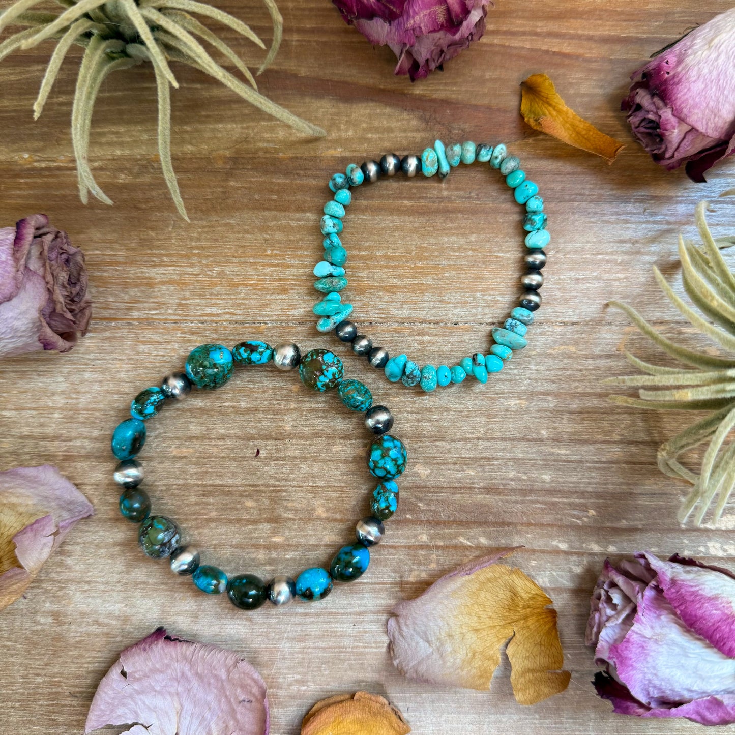 Sterling Silver Mini Wolf Stretchy Bracelet Bundle (Set of 2) –  Mixed Stone